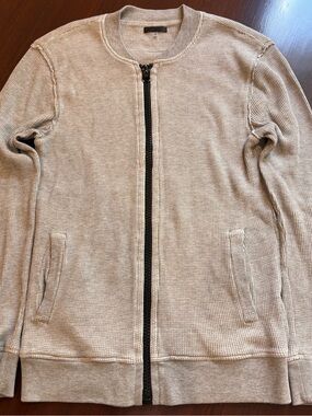 ATM Anthony Thomas Melillo Beige Waffle-Knit Zip-Up Sweater
